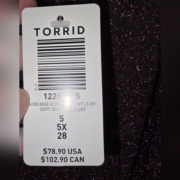 NWT Torrid Rose Gold Glitter Knotted Shift Midi Dress Stretch Plus Size 5X or 28 - Picture 9 of 10